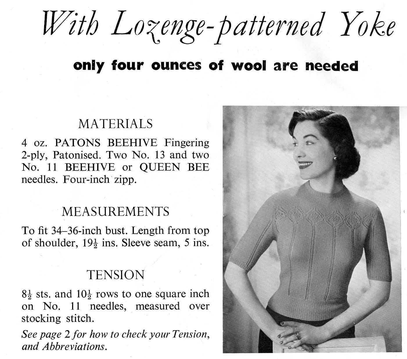 Ladies Jumper in 3 Styles, 34"-38" Bust, 2ply, 50s Knitting Pattern, P&B 723