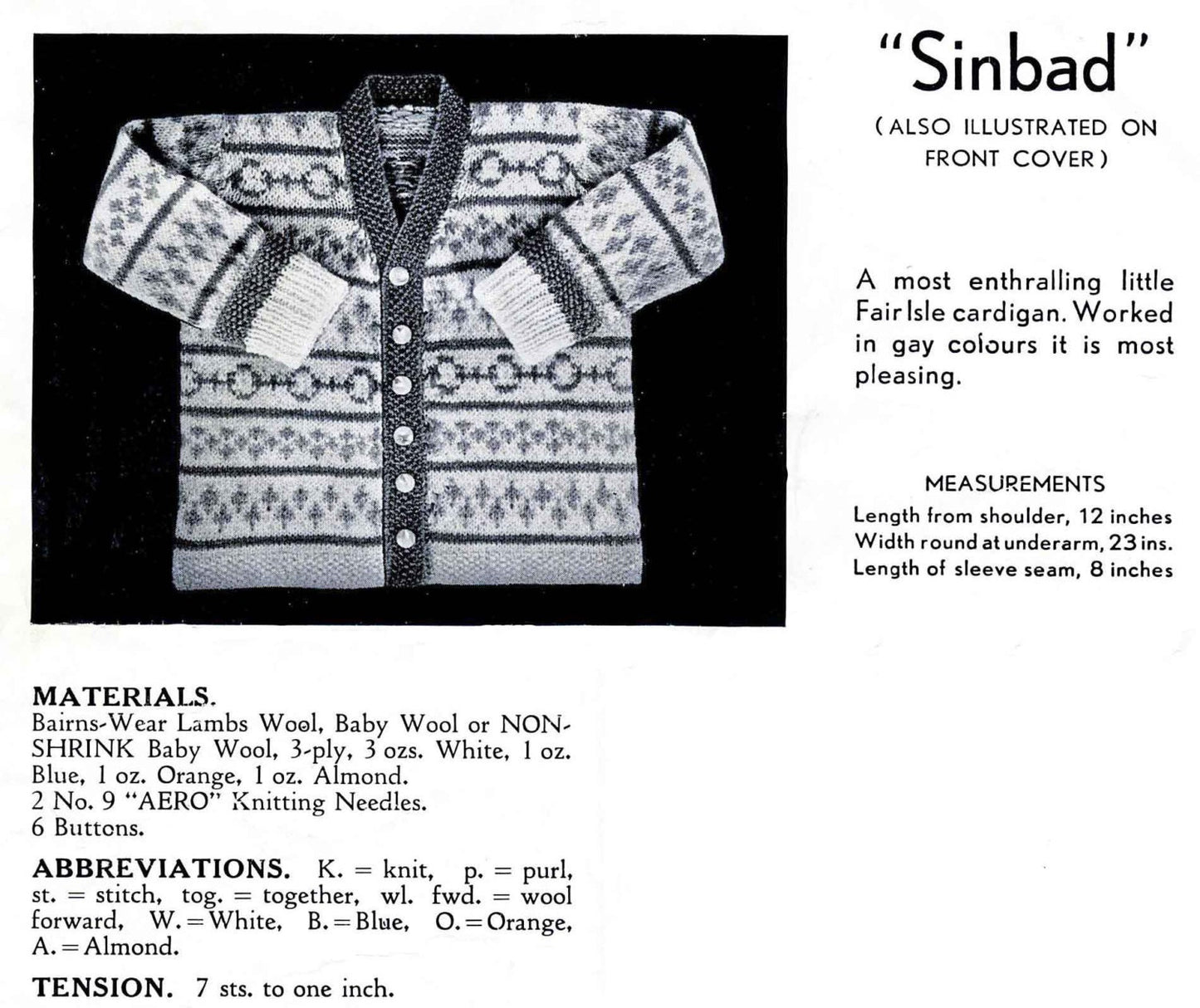 Toddler Boys Cardigan in 4 Styles, 2-3 years, 3ply, 40s Knitting Pattern, Bairnswear 71
