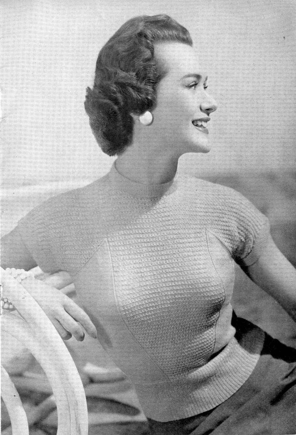 Ladies Jumper in Three Styles, 34"-38" Bust, 2ply, 50s Knitting Pattern, P&B 768