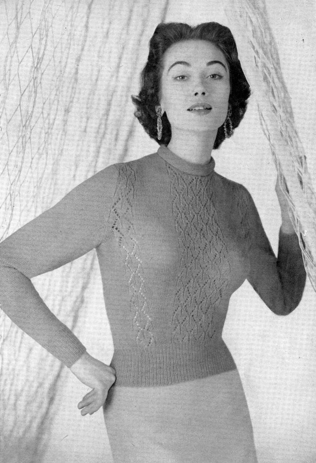 Ladies Jumper in Three Styles, 34"-38" Bust, 2ply, 50s Knitting Pattern, P&B 768