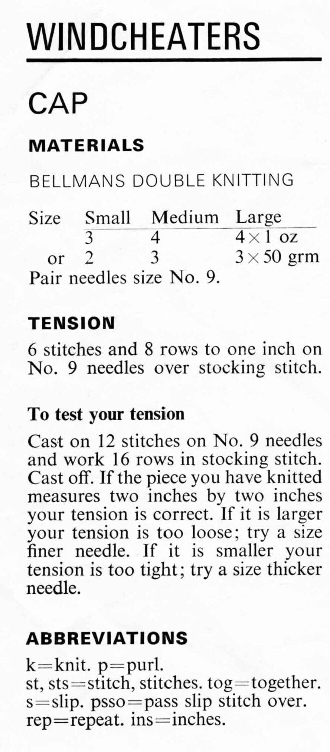 Mens, Ladies and Childrens, Hat, Balaclava and Scarf, DK, 70s Knitting Pattern, Bellmans 1131