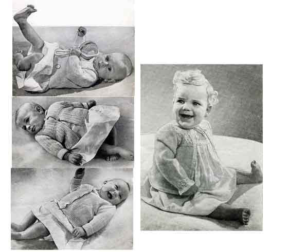 Baby Matinee Coat and Cardigan in 8 Styles, Birth to 1 year, 40s Knitting Pattern, Bestway 104