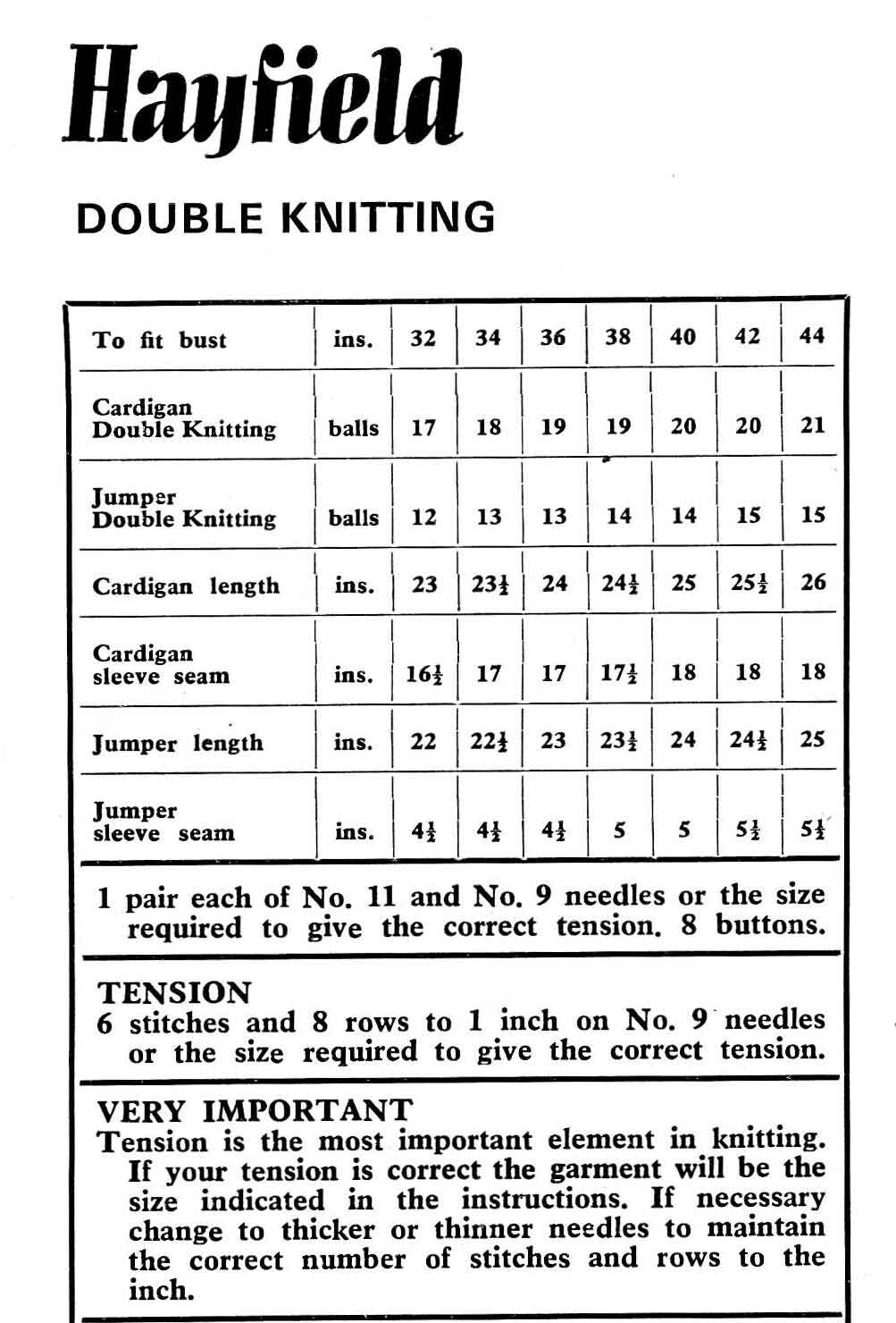 Ladies Twin Set, Cardigan & Jumper, 32"-44" Bust, DK, 70s Knitting Pattern, Hayfield 719