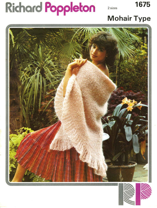 Ladies Shawl, Mohair, 80s Knitting Pattern, Richard Poppleton 1675