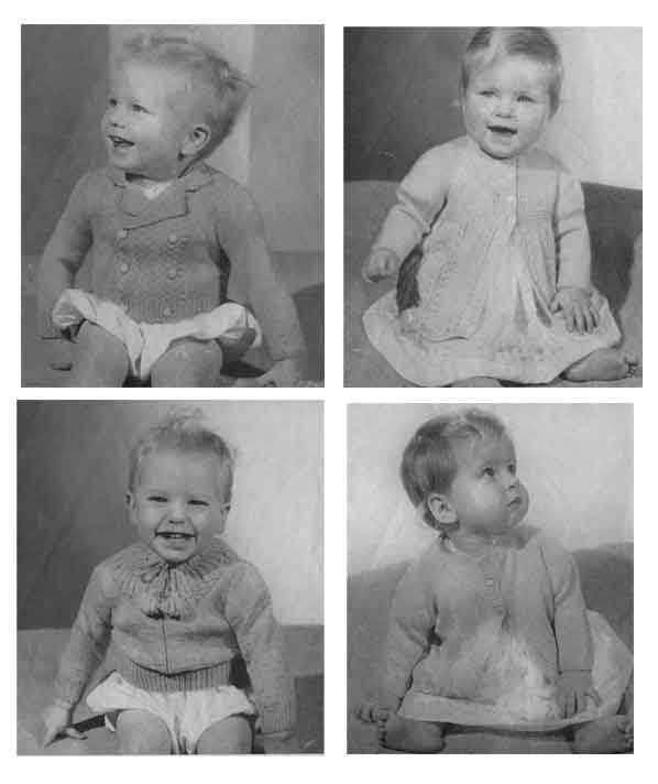 Baby Cardigan in 4 Styles, 6-12 months, 4ply, 50s Knitting Pattern, P&B 771