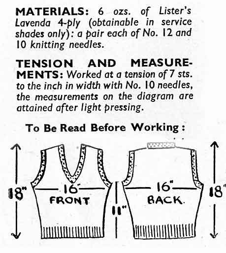 Ladies Sleeveless Pullover / Tank Top, 32" Bust, 4ply, 40s Knitting Pattern, Bestway 1379