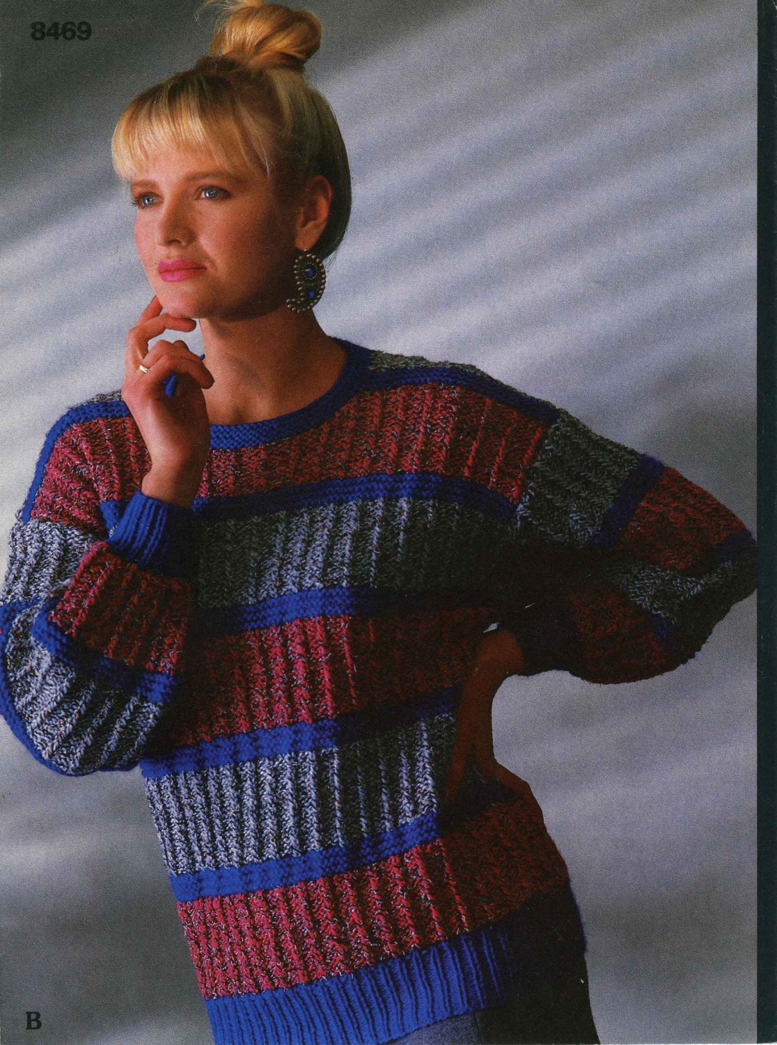 Ladies Sweater / Jumper in 3 Styles, 32"-42" Bust, Chunky, 80s Knitting Pattern, Patons 8469