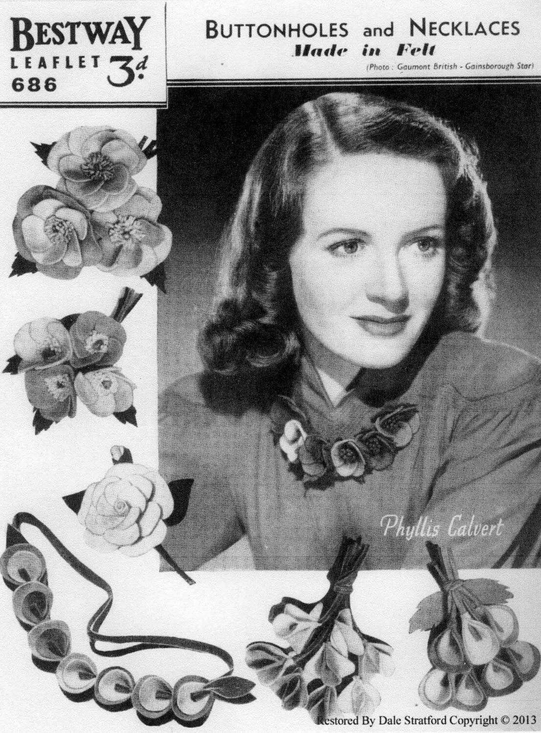 Felt Flowers, Make Your Own Felt Flowers, Craft, 40s Sewing Pattern, Bestway 686