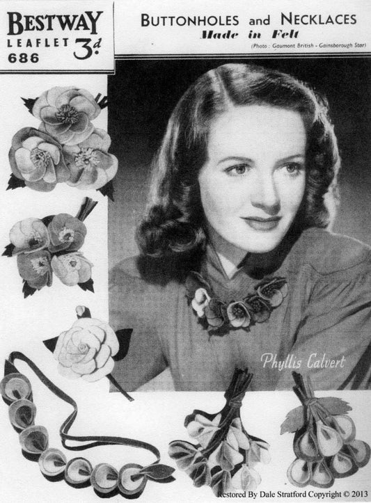 Felt Flowers, Make Your Own Felt Flowers, Craft, 40s Sewing Pattern, Bestway 686