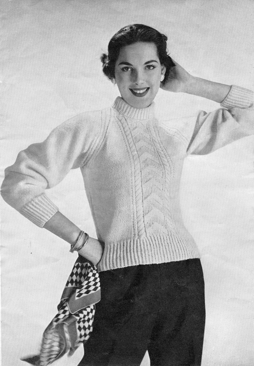 Ladies Zip Up Jacket / Cardigan, Jumper and Button Through Cardigan, 34"-38" Bust, DK, 50s Knitting Pattern, P&B 352