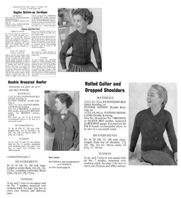 Girls 2 Styles of Cardigan and a Jumper, 28"-34" Chest, DK, 50s Knitting Pattern, P&B 428