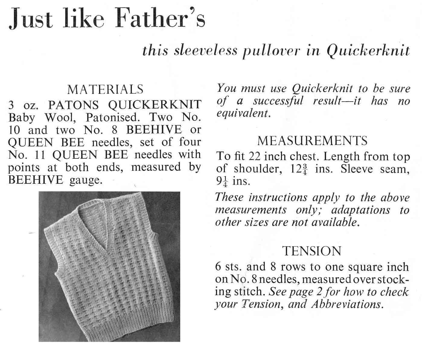 Boys Reefer Cardigan 24"-26" Chest, Sweater / Jumper 22" Chest, Tank Top 22" Chest, 4ply, 60s Knitting Pattern, P&B 442