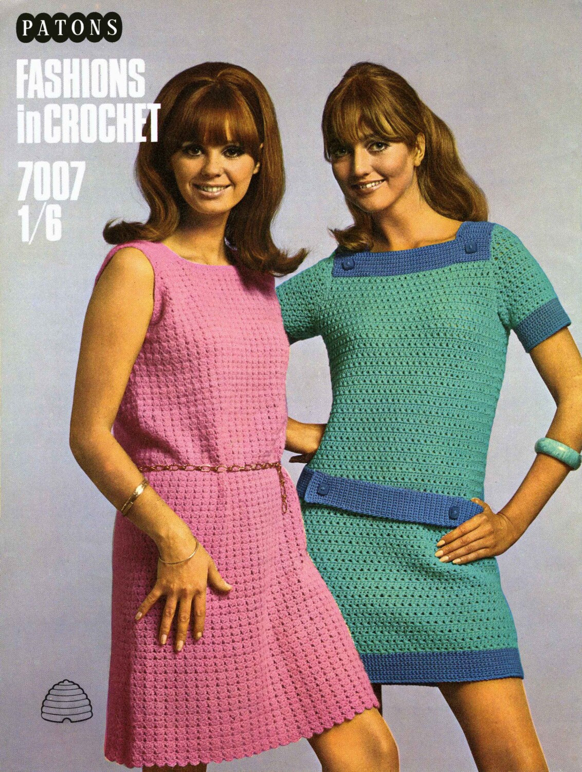 Ladies Quartet, Sleeveless Sweater, Skirt & Cardigan, Dress, 3ply, 4ply, DK, 32"-38" Bust, 60s Crochet Pattern, Patons 7007