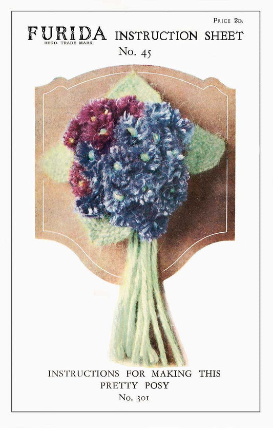 Craft Flower Corsage, Jewellery, Made from a verity of different Crafts, (such as Needle, Crochet Crafts, etc) 40s, Furida 45