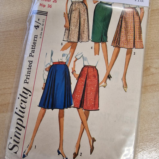 Vintage Ladies 60s Skirt (size 12) Sewing Pattern Simplicity 5884