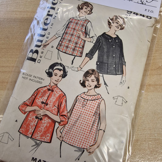 Vintage Ladies 60s Maternity Tops (size 12) Sewing Pattern Butterick 9448