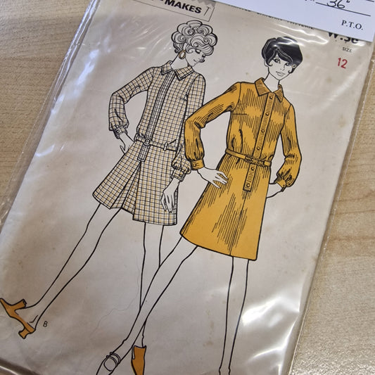 Vintage Ladies 60s Dress (size 10-12) Sewing Pattern Woman W.36