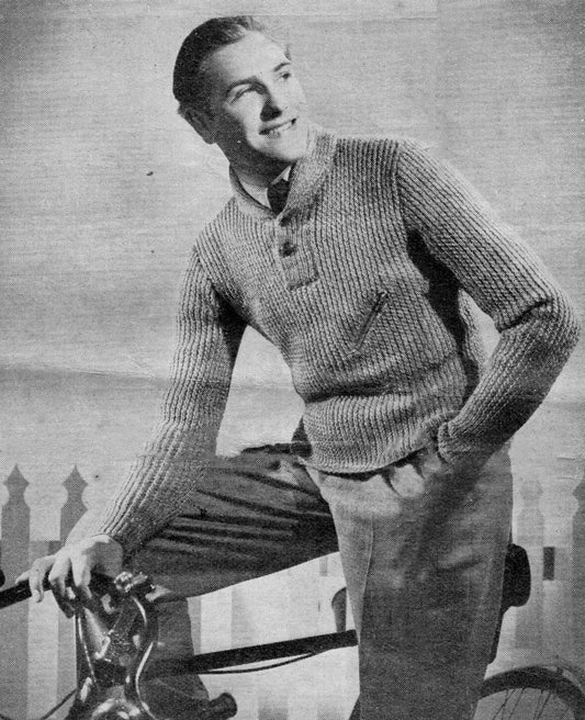 Men's Cycling Sweater, 38"-40" Chest, DK, 30s Knitting Pattern