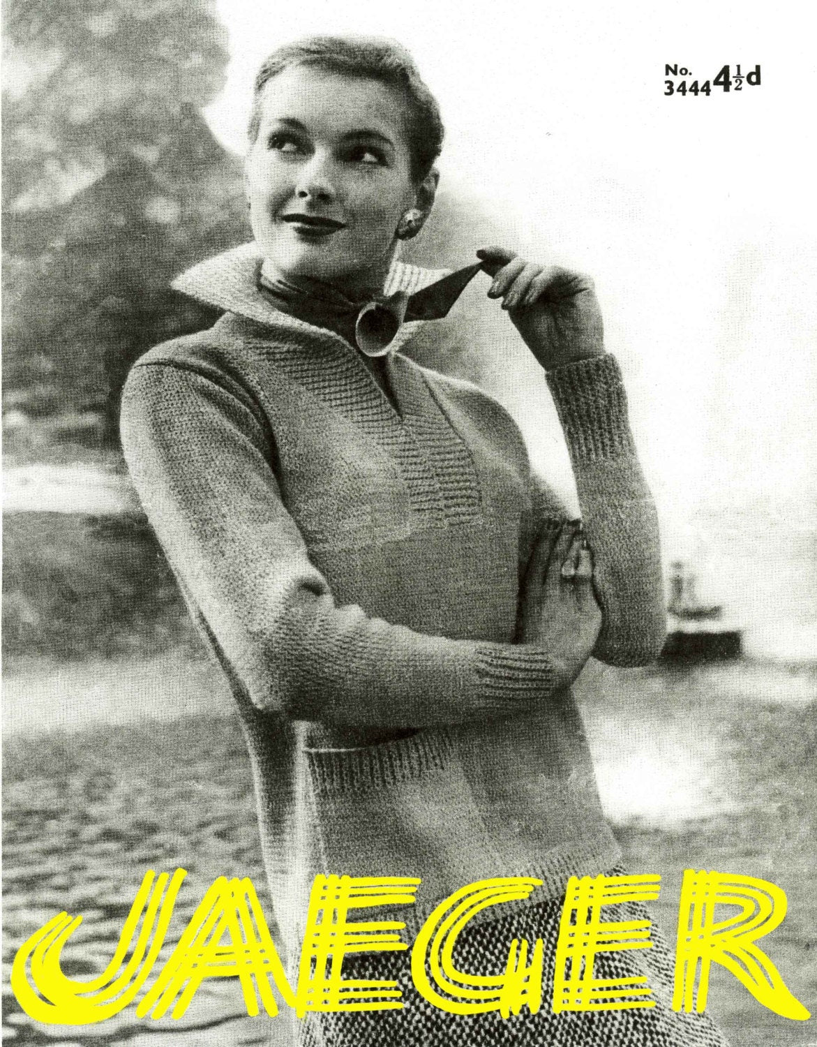 Ladies Sports Sweater / Jumper, 34"-38" Bust, 4ply, 50s Knitting Pattern, Jaeger 3444