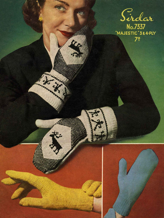 Ladies Mitts and Gloves, 3ply and 4ply, 60s Knitting Pattern, Sirdar 7337