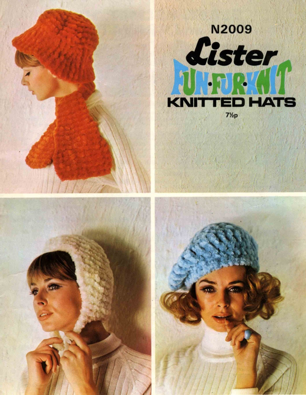 Ladies Beret, Helmet, Hat, 70s Knitting Pattern, Lister 2009
