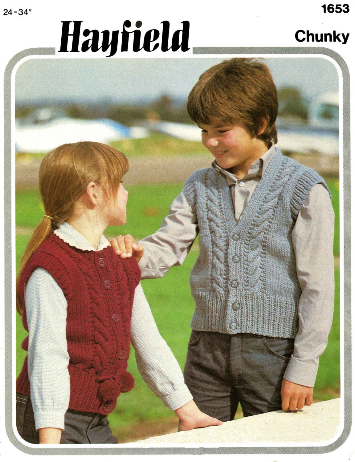 Boys and Girls Waistcoat, 24"-34" Chest, Chunky, 80s Knitting Pattern, Hayfield 1653