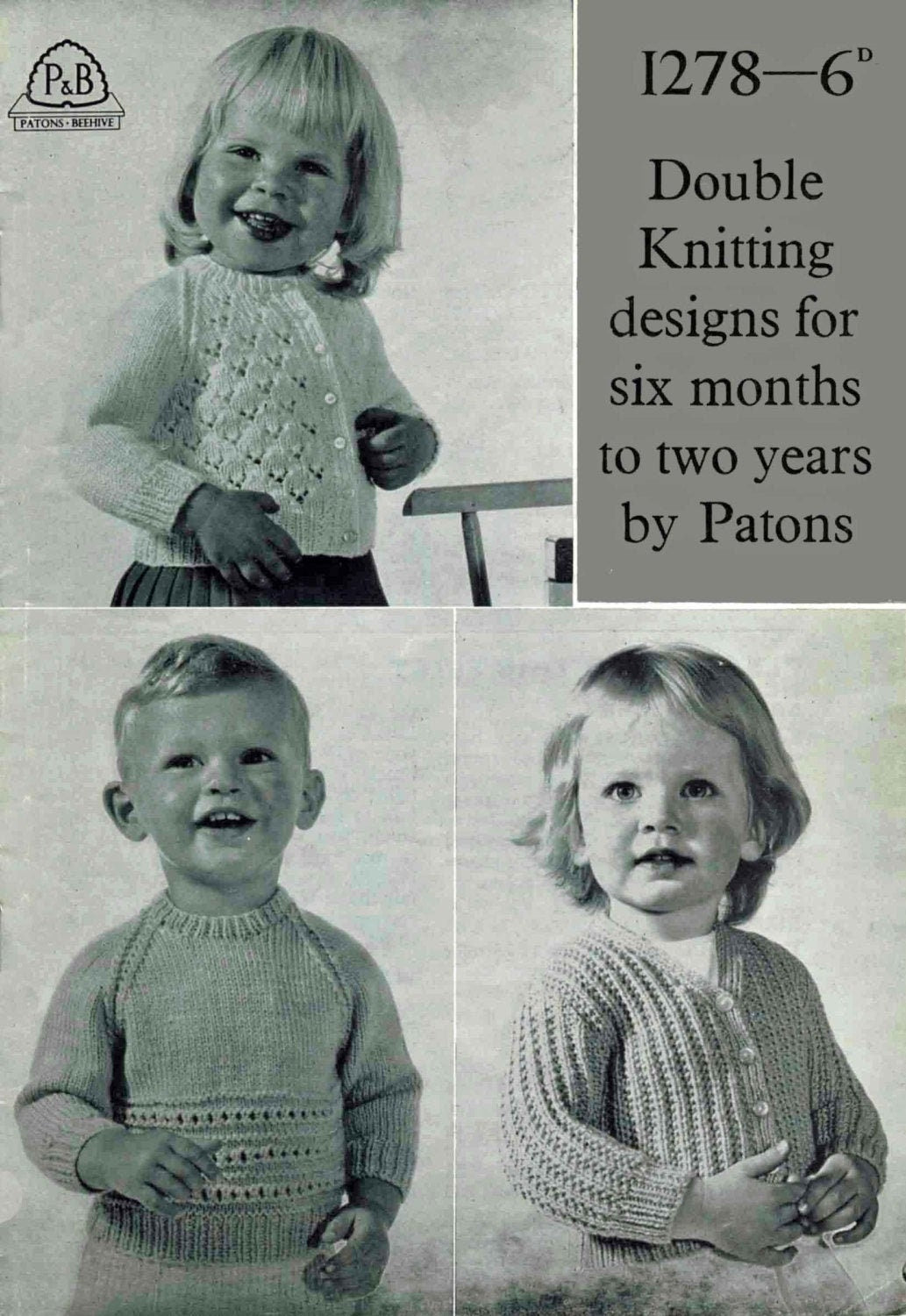 Toddler Cardigan, Jersey / Jumper, 6 months - 2 years, DK, 60s Knitting Pattern, P&B 1278