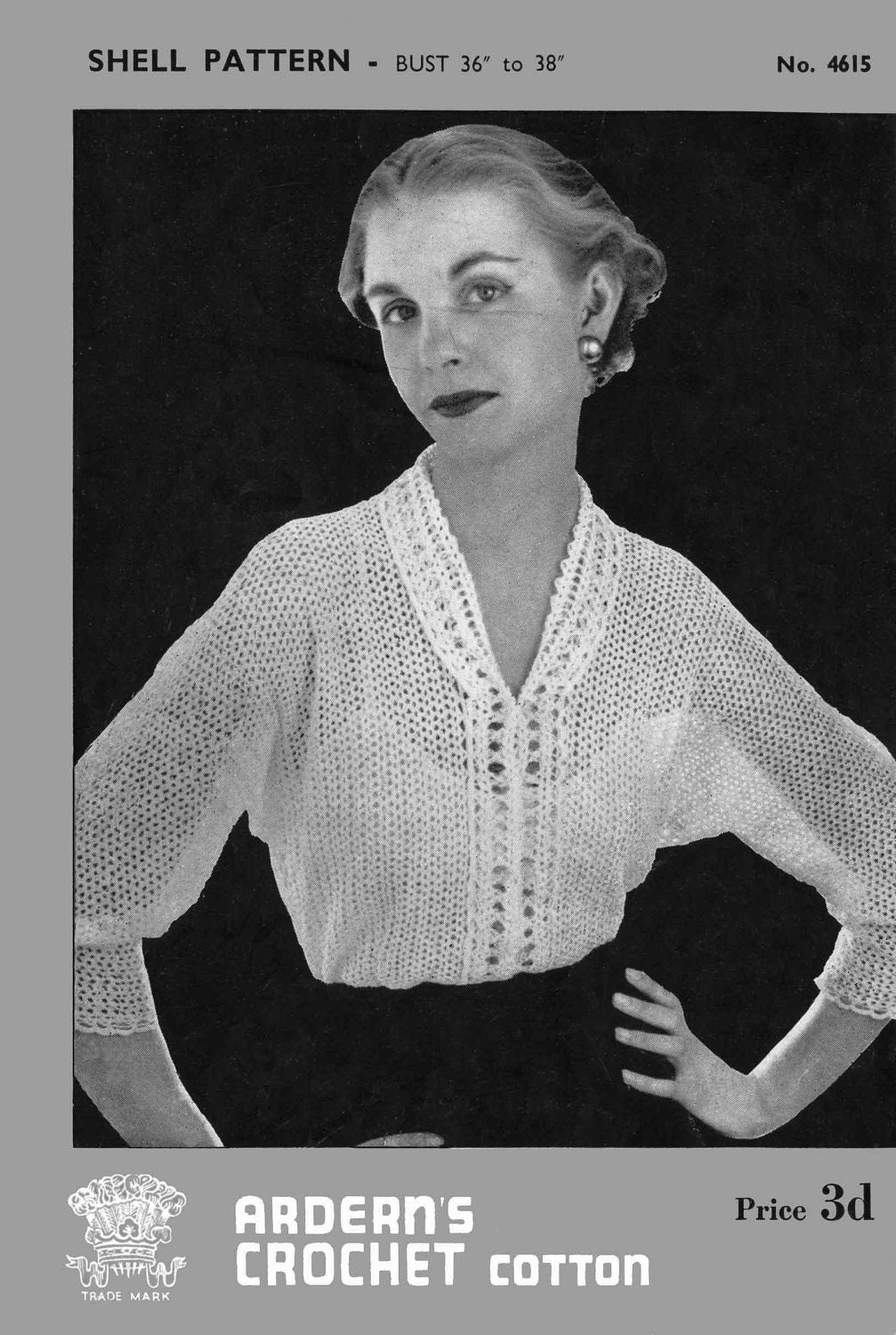 Ladies Blouse, 36"-38" Bust, 50s Crochet Pattern, Shell 4615