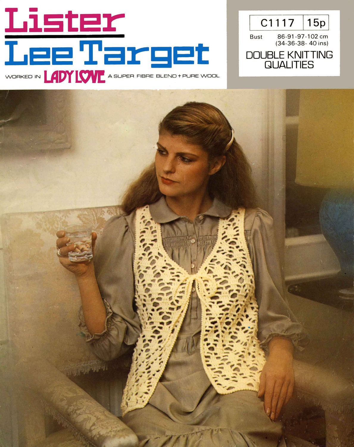 Ladies Waistcoat, 34"-40" Bust, DK, 70s Crochet Pattern, Lister 1117