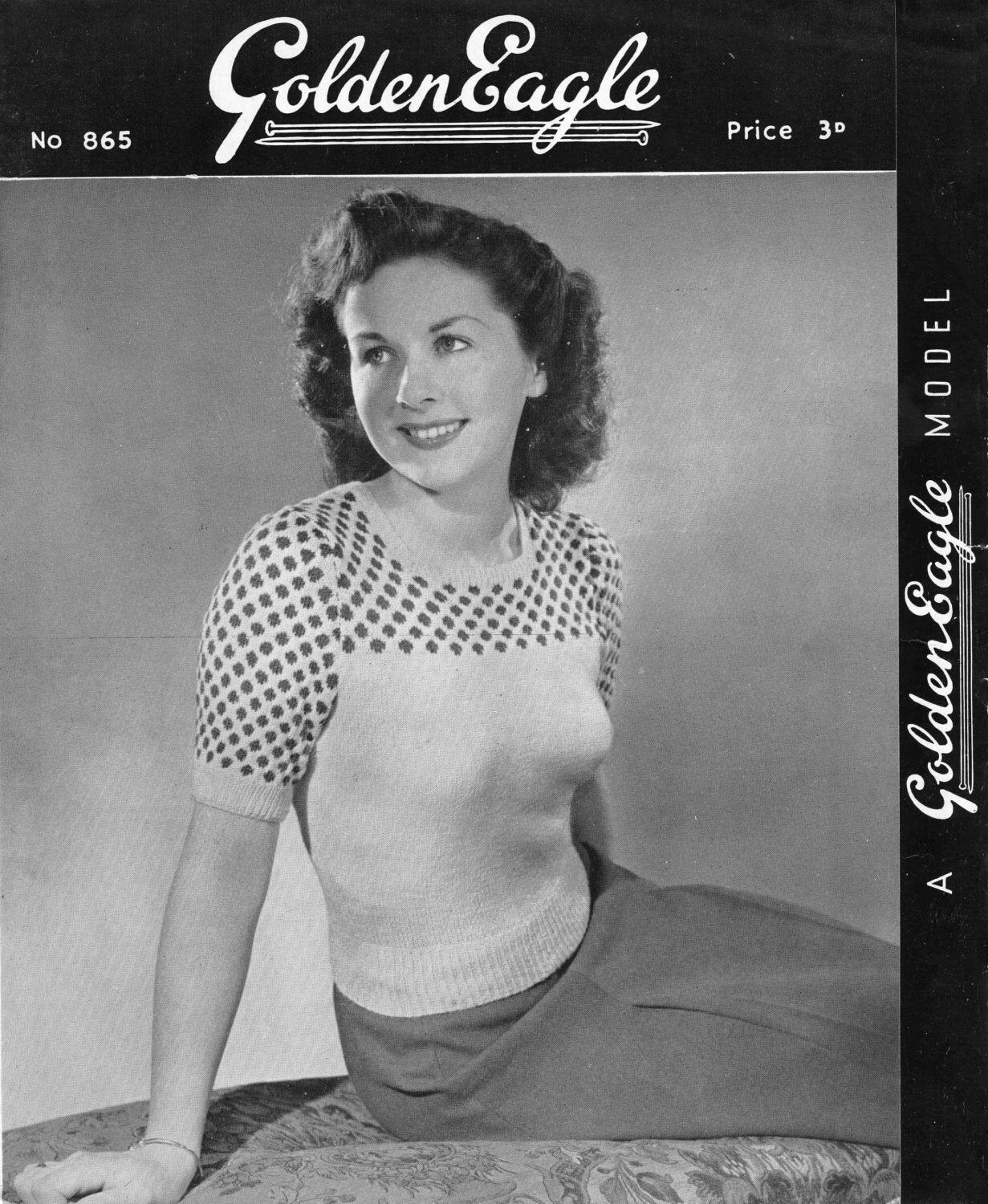Ladies Jumper, 34"/36" Bust, 3ply, 50s Knitting Pattern, Golden Eagle 865