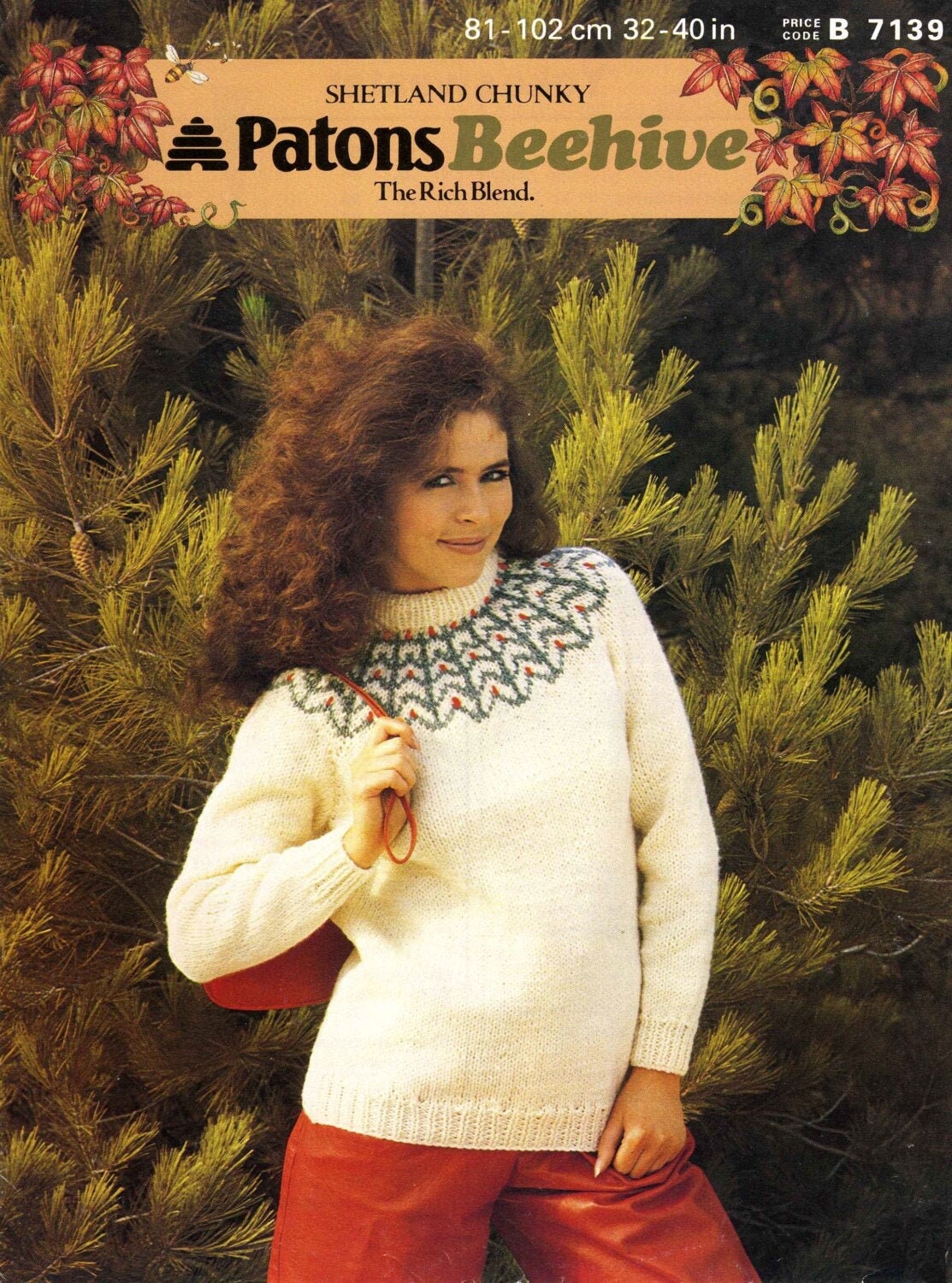 Ladies Sweater / Jumper, 32"-40" Bust, Chunky, 80s Knitting Pattern, Patons 7139
