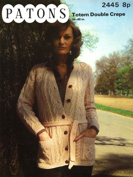 Ladies Classic Jacket / Cardigan, 34"-40" Bust, DK, 70s Knitting Pattern, Patons 2445