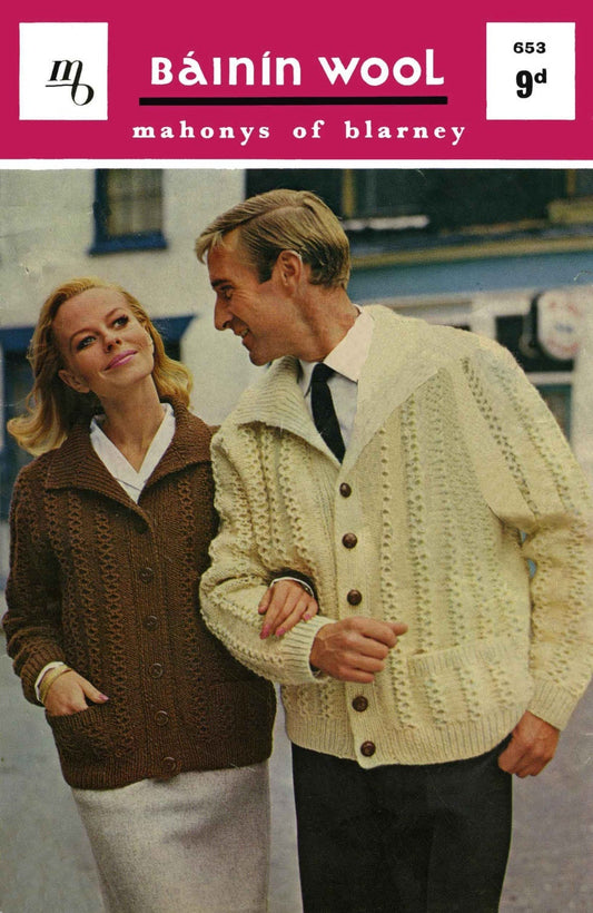 His and Hers Jacket / Cardigan, 32"-46" Bust / Chest, 3ply, 60s Knitting Pattern, Mahonys 653
