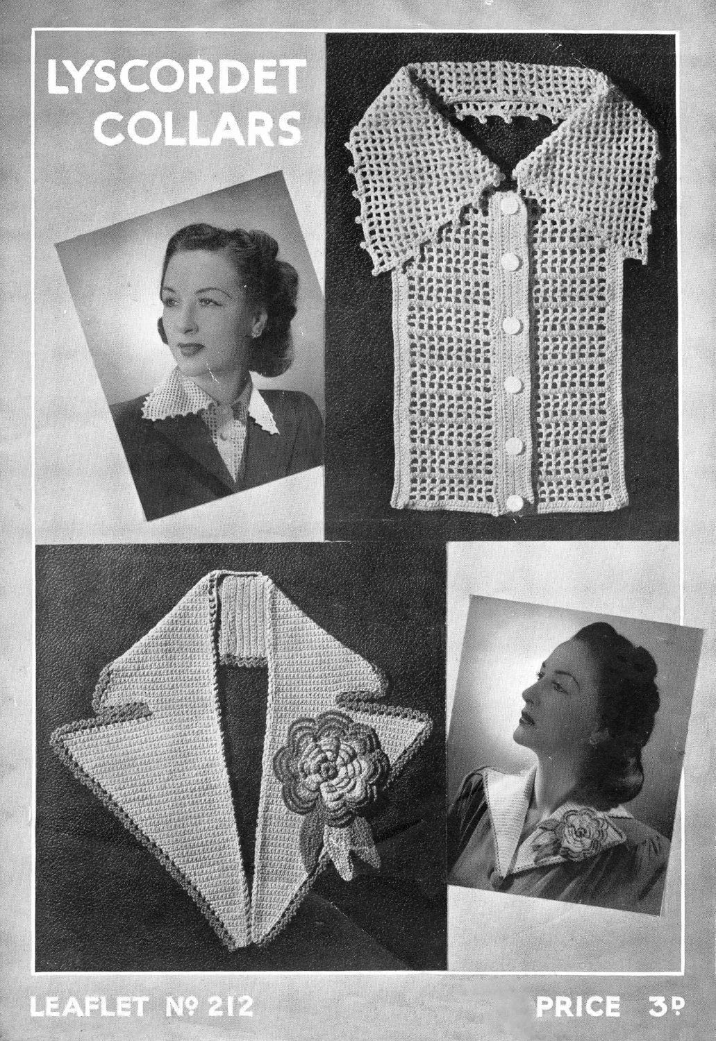 Ladies Collars, 40s Crochet Pattern, Lyscordet 212