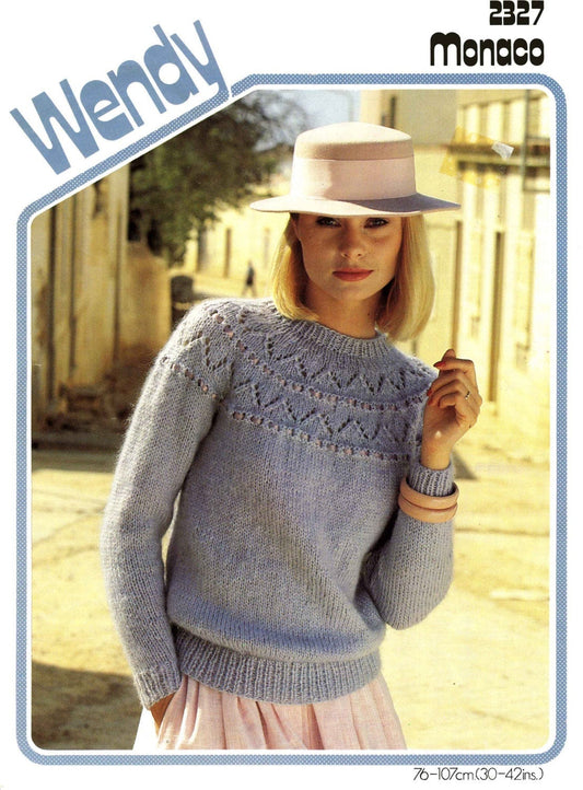 Ladies Sweater,30"-42" Bust, Aran, 70s Knitting Pattern, Wendy 2327