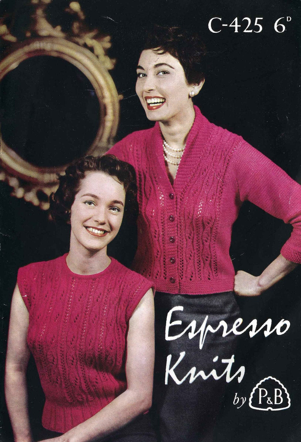 Ladies Jumper, Cardigan and Stole, 34"-36" Bust, DK, 60s Knitting Pattern, P&B 425