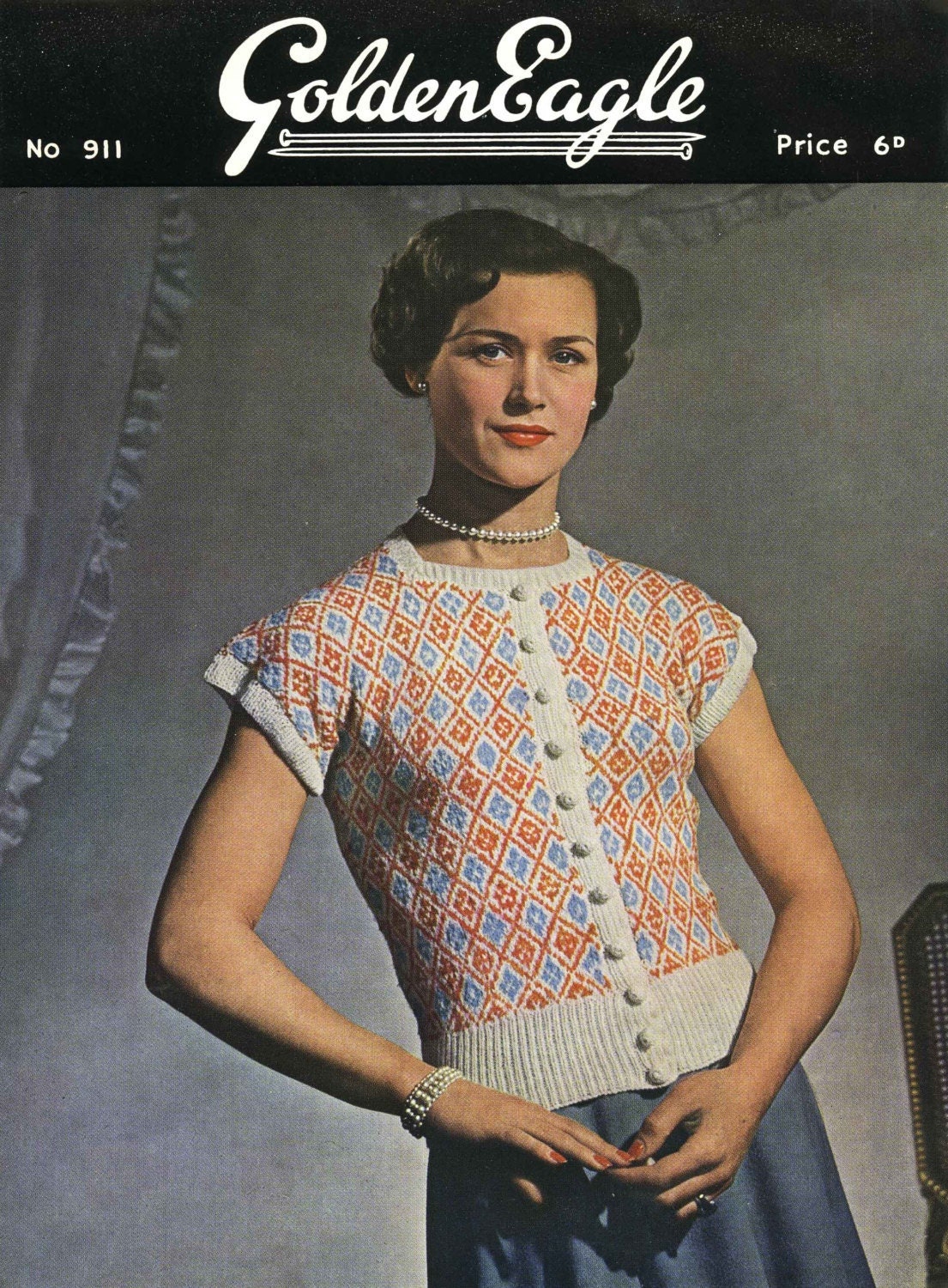 Ladies Cardigan, 32'-34" Bust, 3ply, 50s Knitting Pattern, Golden Eagle 911