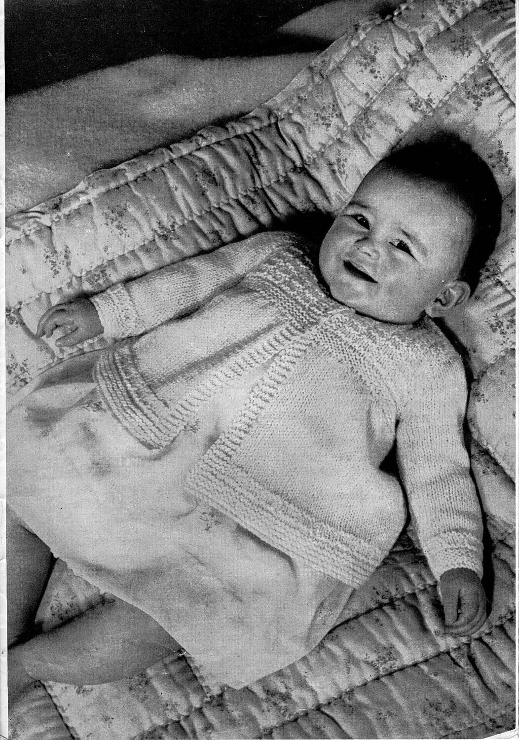 Baby Cardigan in Two Styles, 20"-21" Chest, 4ply, 60s Knitting Pattern, P&B 622