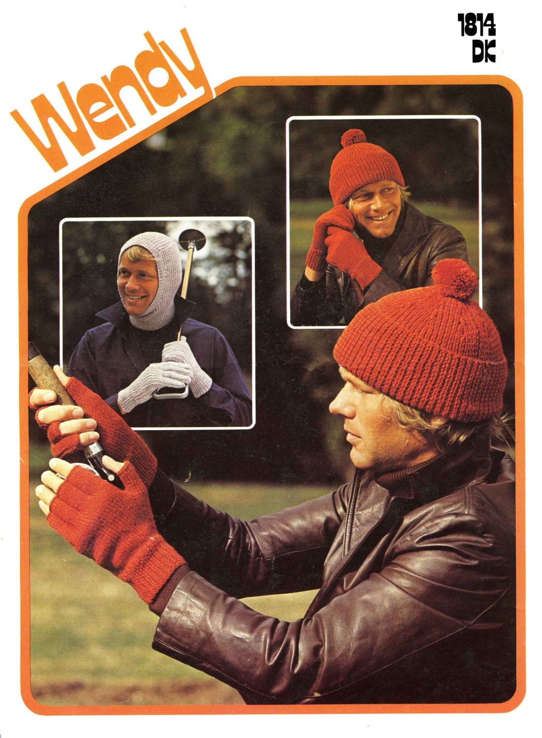 Men's Balaclava Ribbed Hat and Gloves, DK, 70s Knitting Pattern, Wendy 1814