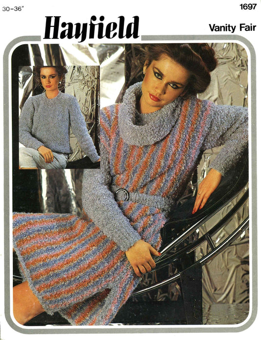Ladies Tabard and Sweater / Jumper, 30"-36" Bust, 80s Knitting Pattern, Hayfield 1697