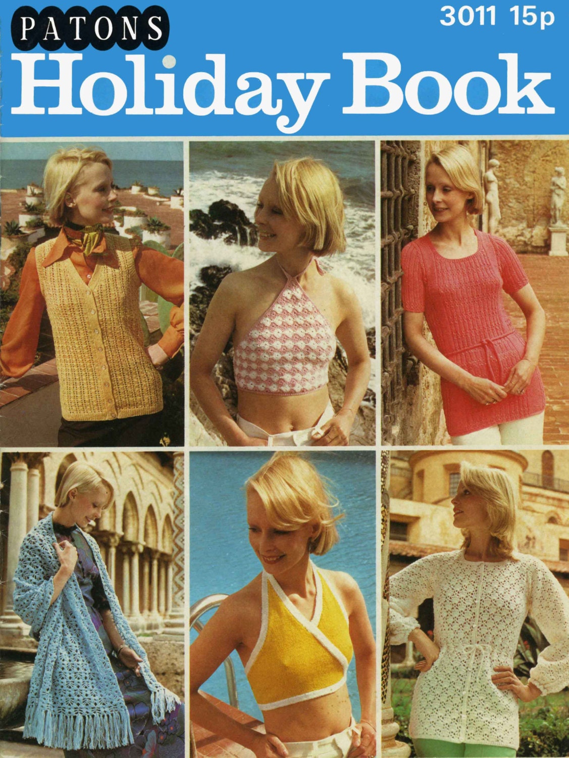 11 Ladies Holiday Knits, Cardigan, Sun-Top, Tunic, Stole, Jumper, 32"-40", 70s Knitting Pattern & Crochet Pattern, Patons 3011
