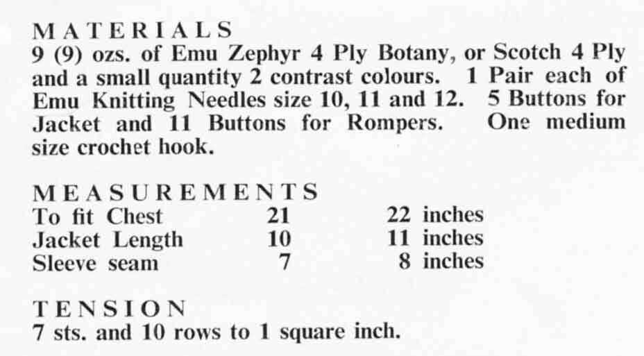 Children's Romper Set, Cardigan, Bonnet and Romper, 4ply, 1-2 years, 60s Knitting Pattern, Emu 918