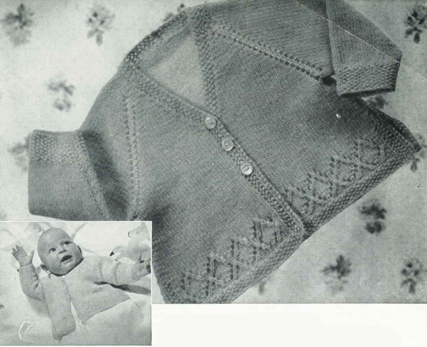 Baby Matinee Coat in 3 Styles, 1-6 months, 3ply, 50s Knitting Pattern, P&B 576