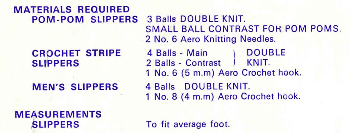 Slippers, Men's & Ladies, DK, 60s Knitting Pattern and Crochet Pattern, Wendy 71