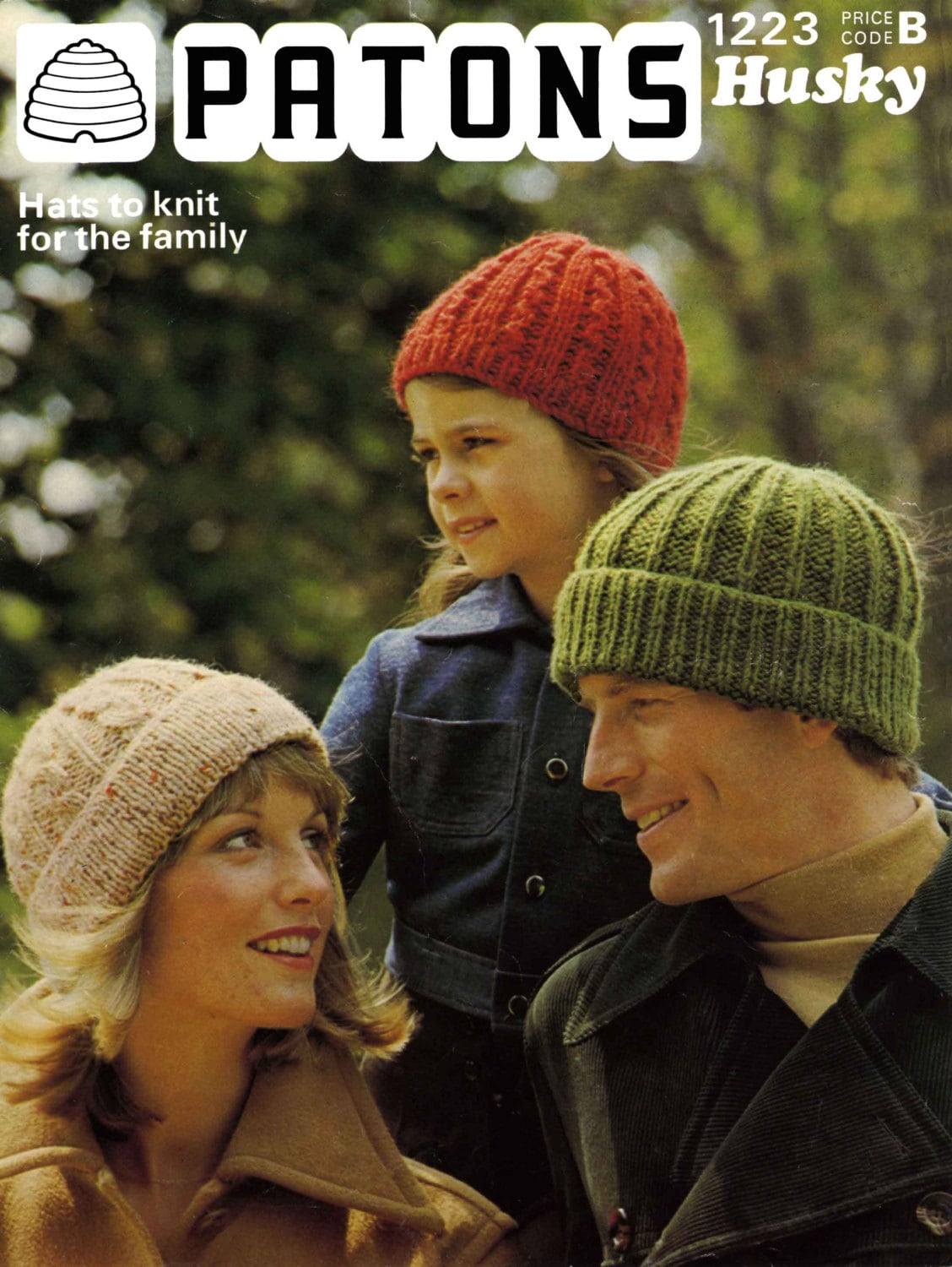 Hats for the Family, Chunky, 70s Knitting Pattern, Patons 1223