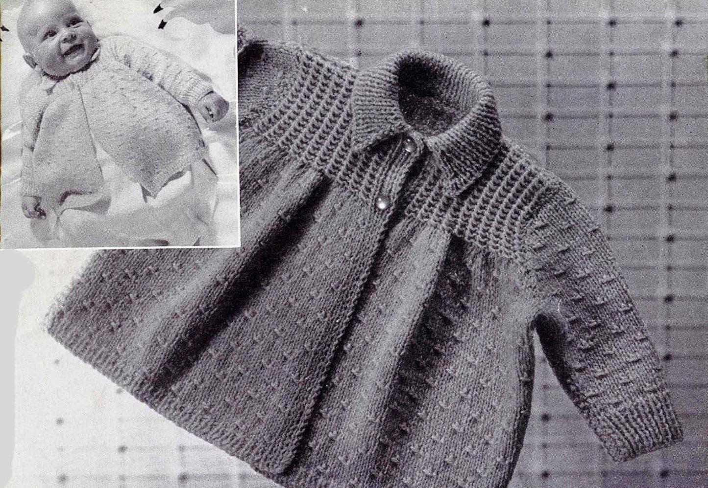 Baby Matinee Coat / Cardigan 3 Styles, 1-6 months, Quickerknit / Baby Wool, 50s Knitting Pattern, P&B 575