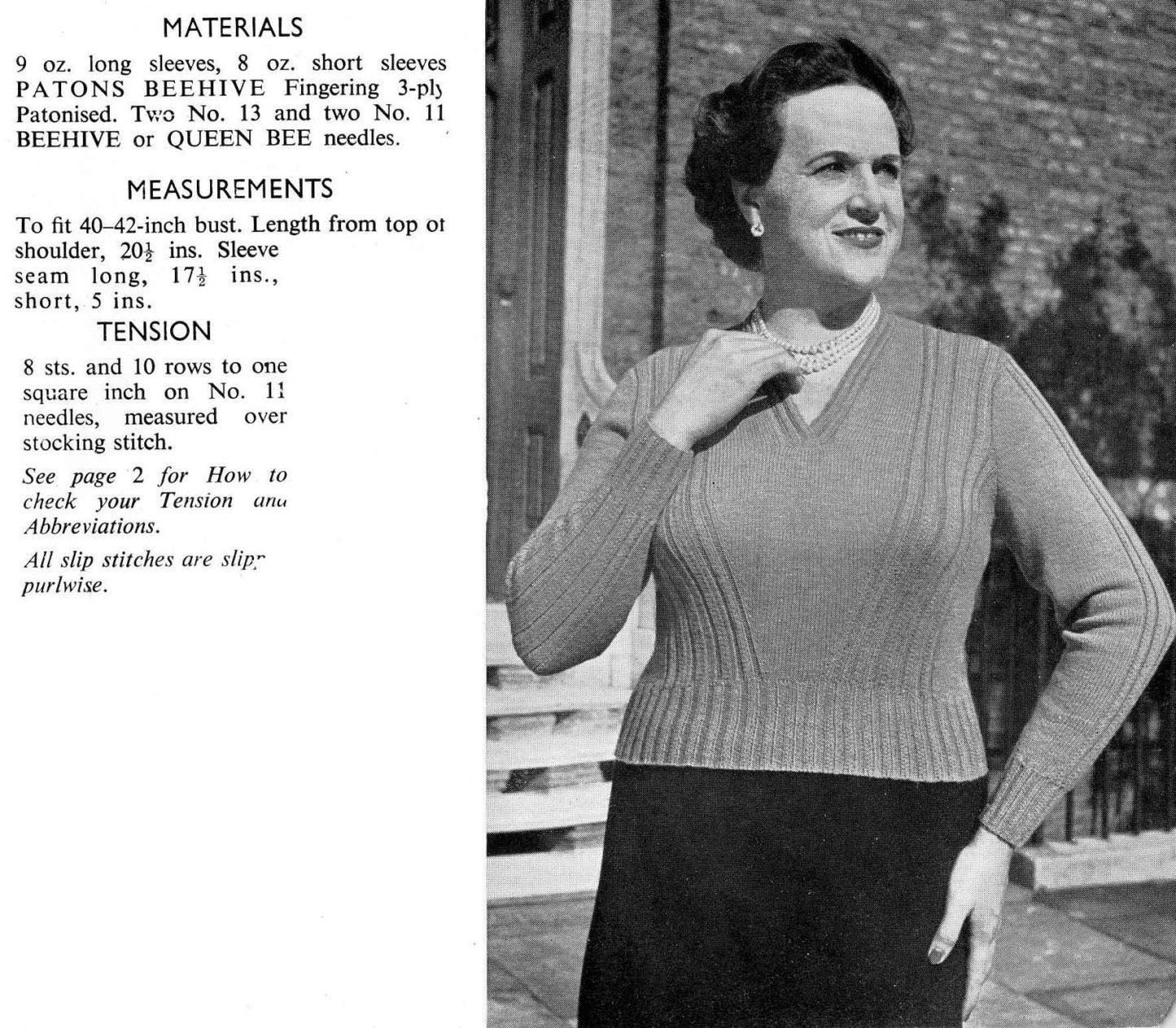Ladies Plus Size Jumpers in 4 Styles, 3ply, 40"-44" Bust, 50s Knitting Pattern, P&B 673