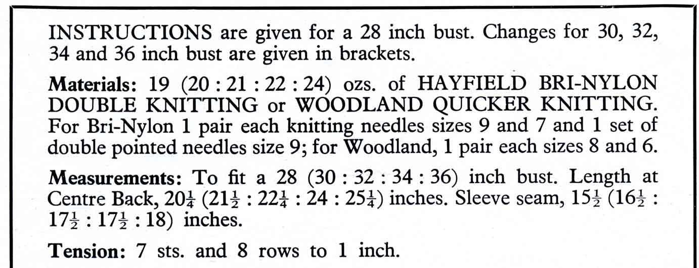 Ladies Sweater / Jumper, 28"-36" Bust, DK, 50s Knitting Pattern, Hayfield 6015