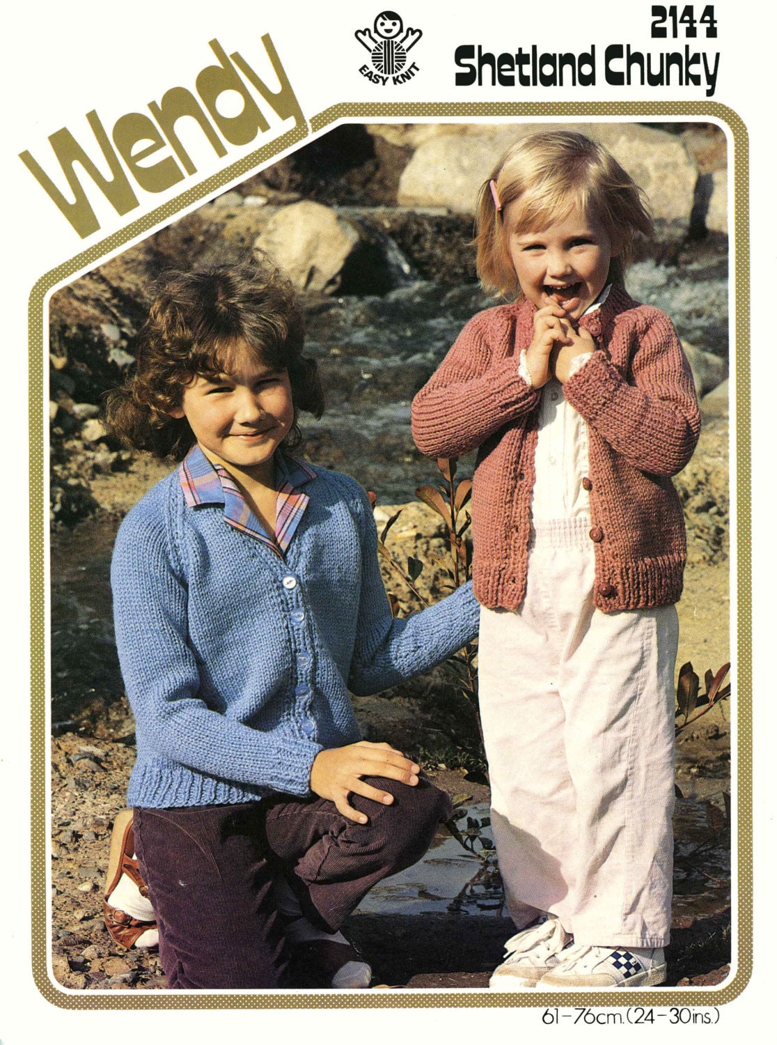 Girls Cardigan, Chunky, 24"-30" Chest, 70s Knitting Pattern, Wendy 2144
