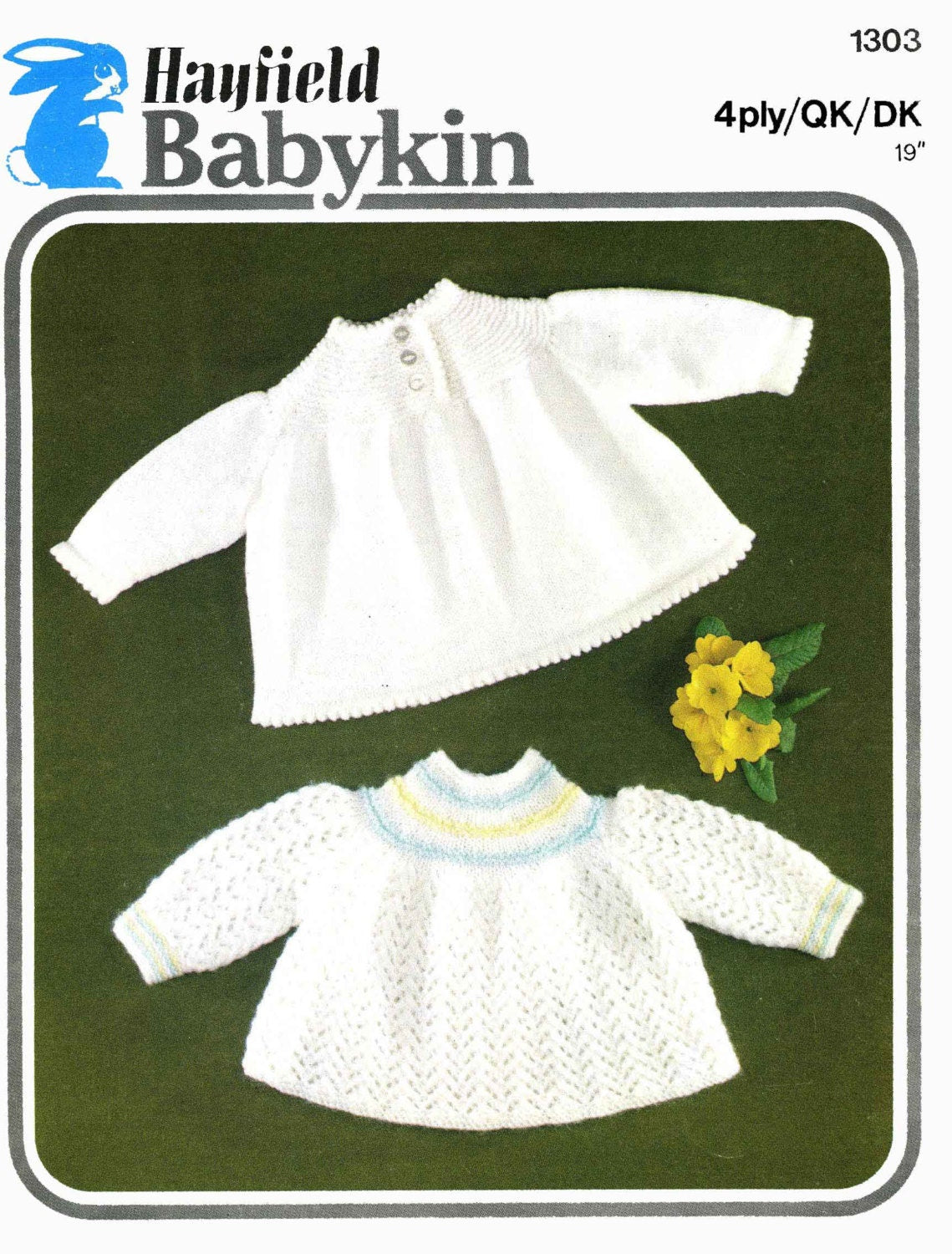 Baby Angel Top in 2 Styles, 4ply & DK, 70s Knitting Pattern, Hayfield 1303